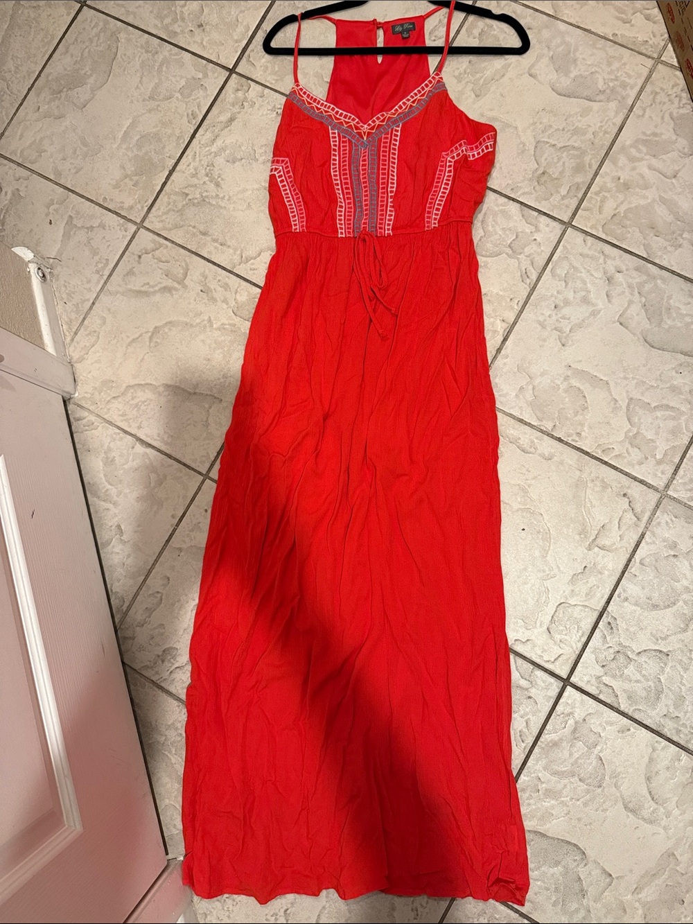 EUC Lily Rose Red Embroidered Maxi Dress